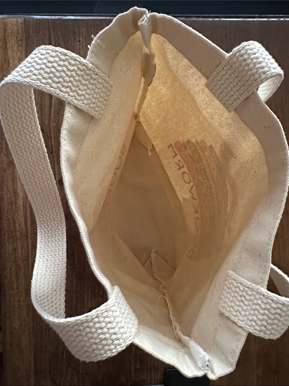 Out of Print Natural Canvas 'Bookworm' Tote with Colorful Book Stack - Picture 3 of 3